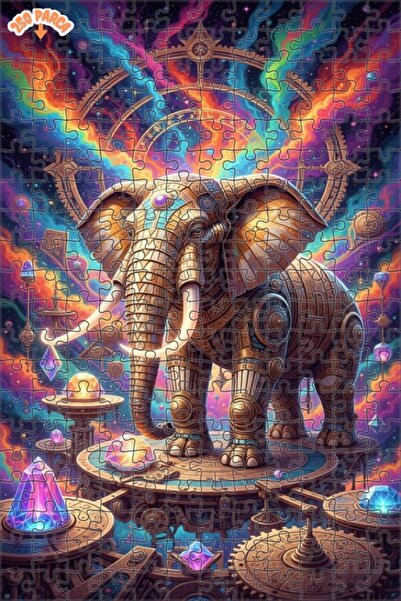 Esranın Dünyası لوحة فنية خشبية للفيل الكوني المبهج، مزدوج الطبقات قطعة، 250 ...