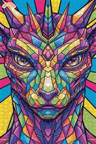 Esranın Dünyası Colorful Dragon Mosaic Art Wooden Puzzle Double-Layer Framed ...