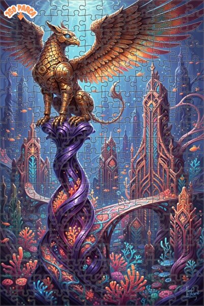 Esranın Dünyası لغز خشبي على شكل طائر البحر ذو الأجنحة الذهبية مزدوج الطبقات ...