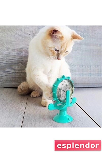 esplendor Interactive Rotatable Cat Toy with Suction Cup and Bell, Colorful F...