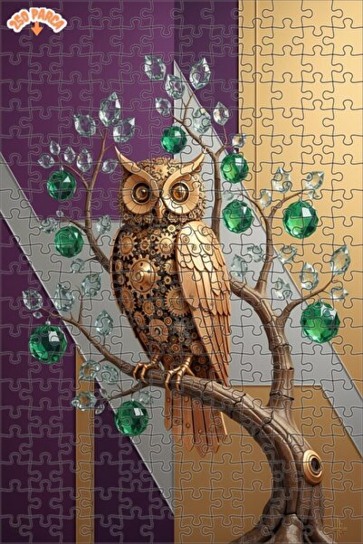 Esranın Dünyası Steampunk Owl Tree Double Layer Framed Wooden Puzzle 250 Piec...