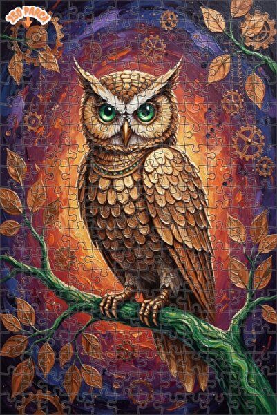 Esranın Dünyası Steampunk Art of the Mysterious Owl Double-Layer Framed Woode...
