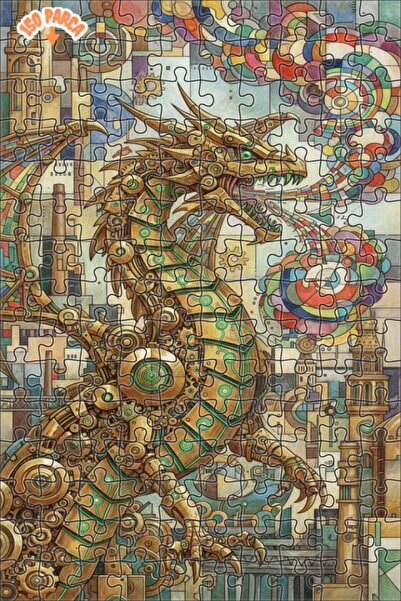 Esranın Dünyası Steam Dragon Artwork Double Layer Framed Wooden Puzzle 150 Pi...