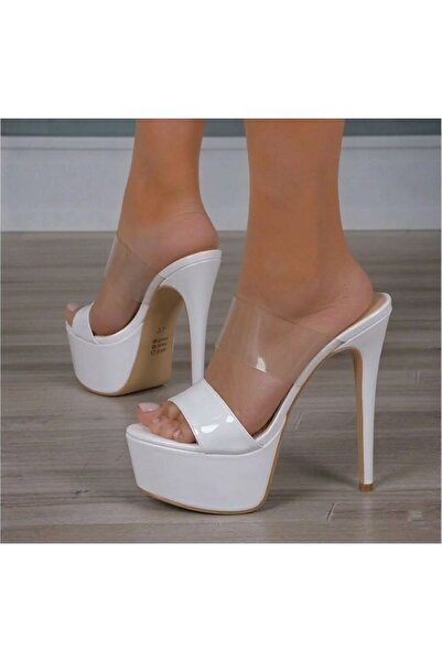 Tarz Topuklar Piele lacuită albă Coco - Tocuri înalte transparente pentru femei