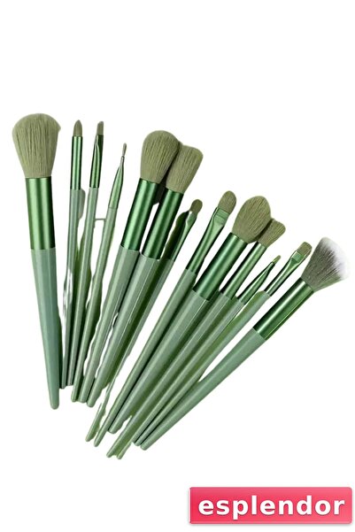 esplendor Makeup Brush Set Green 13 Piece Foundation Brush Blush Brush Eyesha...