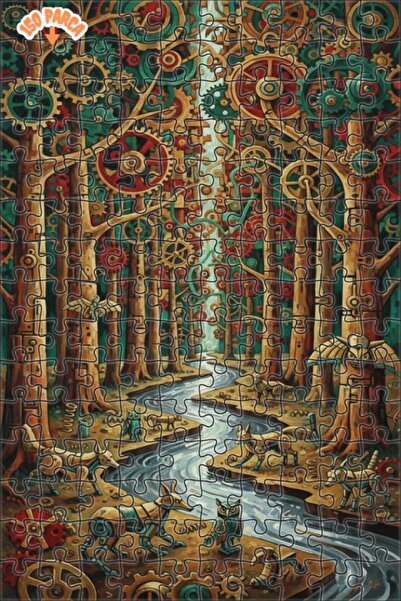 Esranın Dünyası Mechanical Forest Wonderland Double-Layer Framed Wooden Puzzl...