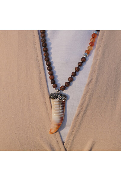 ByFlorya Jewelry Natural, Agate and Ceyd Stone Necklace - Ethnic Design Adjus...