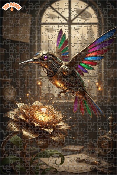 Esranın Dünyası Steam Powered Mechanical Hummingbird and Golden Flower Double...