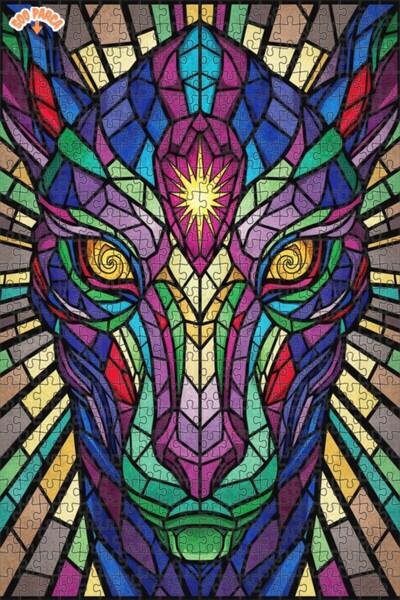 Esranın Dünyası Magical Colors Glass Mosaic Cat Art Double-Layer Framed Woode...