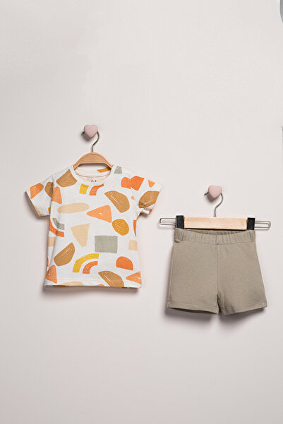 Baby Fou Abstract Patterned T-Shirt and Shorts 2-Piece Set