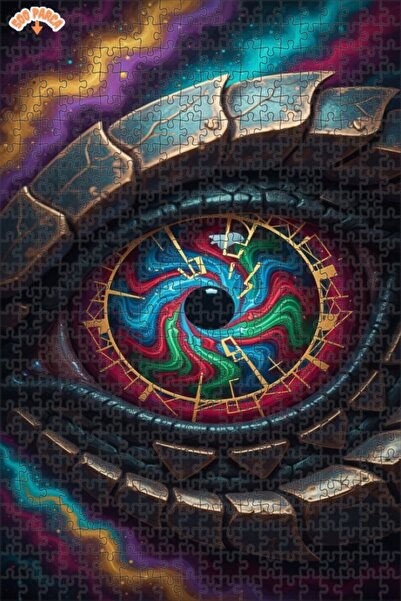Esranın Dünyası Dragon Eye Modern Art Double-Layer Framed Wooden Puzzle 500 P...