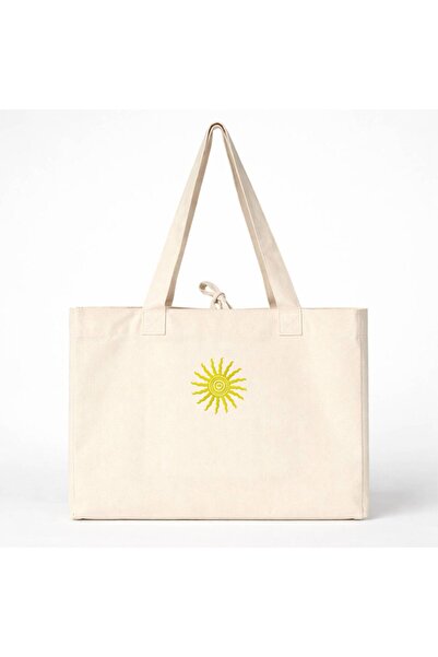 Moda Nakış Nakışlı Bez Çanta Kadın Omuz Çantası Büyük Gabardin Tote Bag Plaj ...