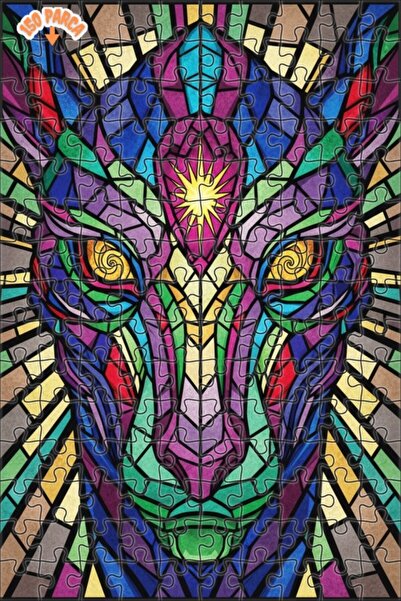 Esranın Dünyası Magical Colors Glass Mosaic Cat Art Double-Layer Framed Woode...