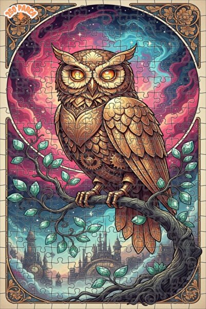 Esranın Dünyası Golden Mechanical Owl Double Layer Framed Wooden Puzzle 250 P...