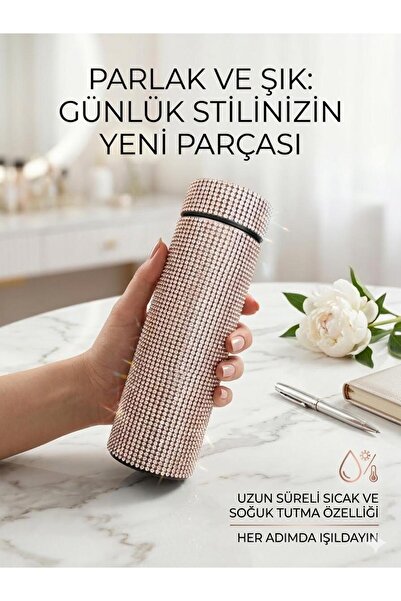 Vacuum Bottle DİAMOND TAŞLI PASLANMAZ ÇELİK TERMOS 500ml