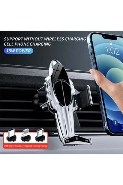 Generic 15W Smart Wireless Car Charger Holder with Auto Clamping (silver)