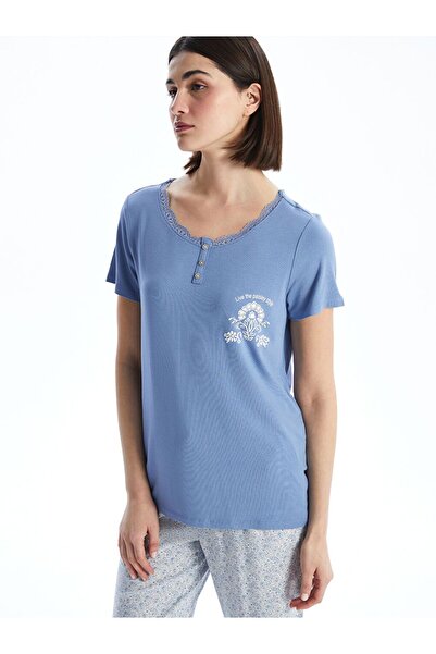 LC Waikiki U Collar Printed Women's Pajama Set