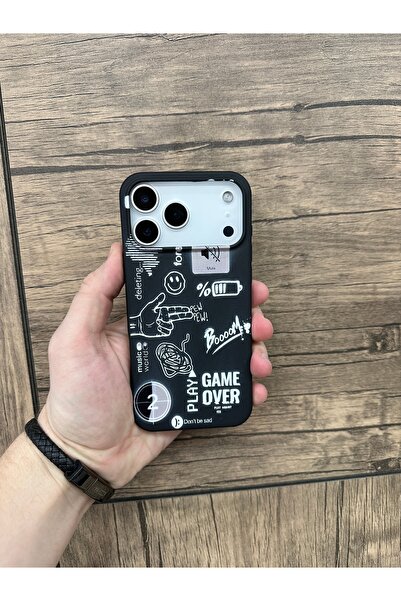 YZGOLDEN iPhone 17 Promax Compatible Velvet Inside Game over Printed Phone Case