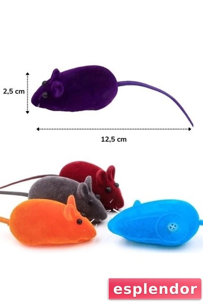 esplendor 2Pcs Pet Training Cute Elastic Cat Mouse - Catching Interactive Sou...