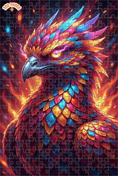 Esranın Dünyası Dragon Feathers Colorful Oil Painting Look Wooden Puzzle with...