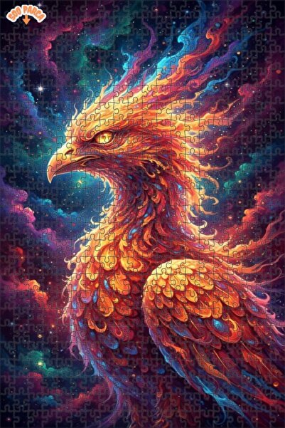 Esranın Dünyası Legendary Phoenix Oil Painting Look Double Layer Framed Woode...
