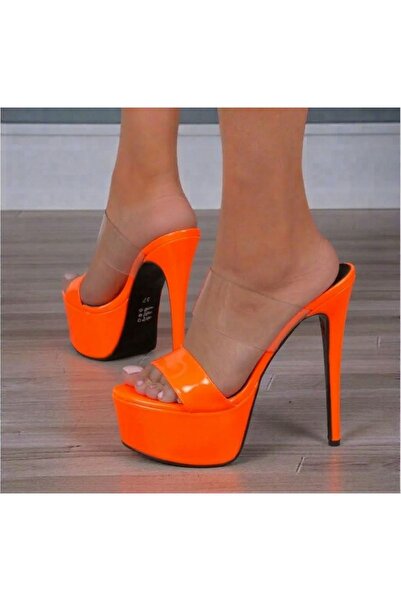 Tarz Topuklar Coco Orange- Transparent Women's High Heels