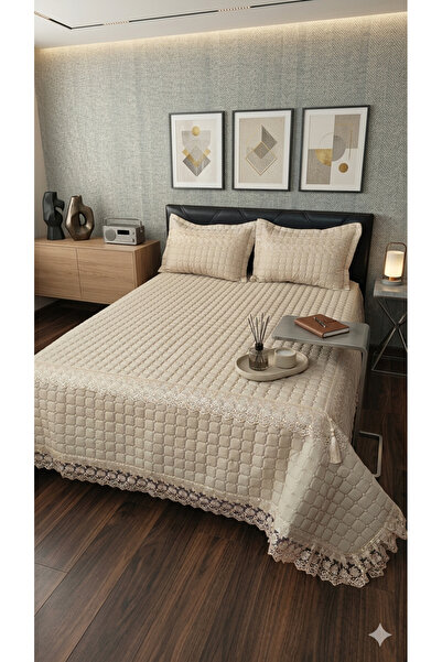 AYBERK HOME TEXTİLE Olivi̇a Çi Double a Quilted Ya Bedspread of Guipure Lace ...