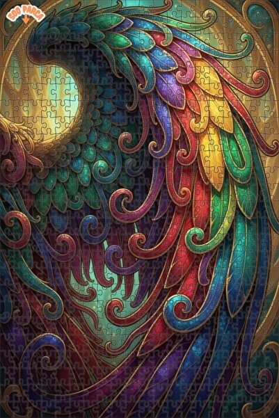 Esranın Dünyası Colorful Feathers Art Double-Layer Framed Wooden Puzzle 500 P...