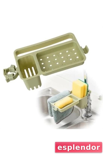 esplendor منظم حوض المطبخ والحمام مع حامل مناشف إسفنجية مثبت على الصنبور وخزا...