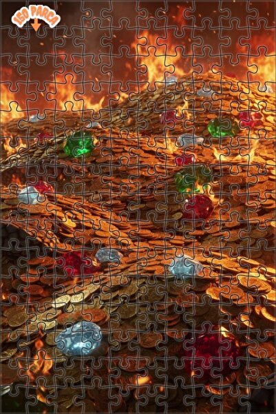 Esranın Dünyası Treasures Inside the Fire Wooden Puzzle with Frame Double-Lay...