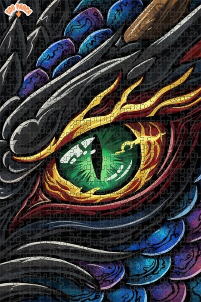 Esranın Dünyası Dragon Eye Oil Painting Lookalike Art Puzzle Double-Layer Fra...