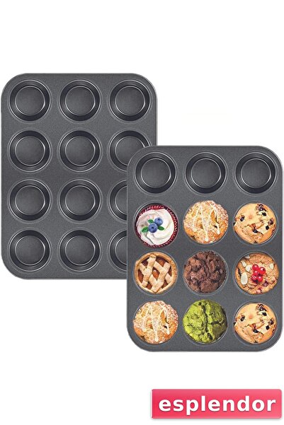 esplendor 2-piece set muffin mold 12-piece oven mini cake brownie cake extra ...