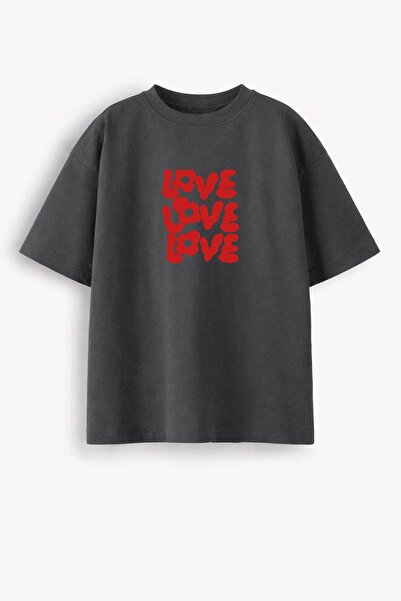Monila Țesătură premium pentru femei Love cu imprimeu supradimensionat tricou