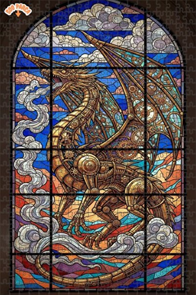 Esranın Dünyası Mechanical Dragon Art Double Layer Framed Wooden Puzzle 500 P...