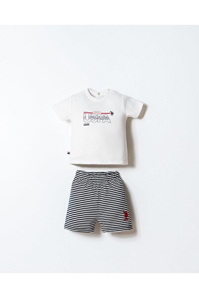 U.S. Polo Assn. طقم شورت وتي شيرت للأولاد الصغار، 100% قطن، شورت إنترلوك مخطط...