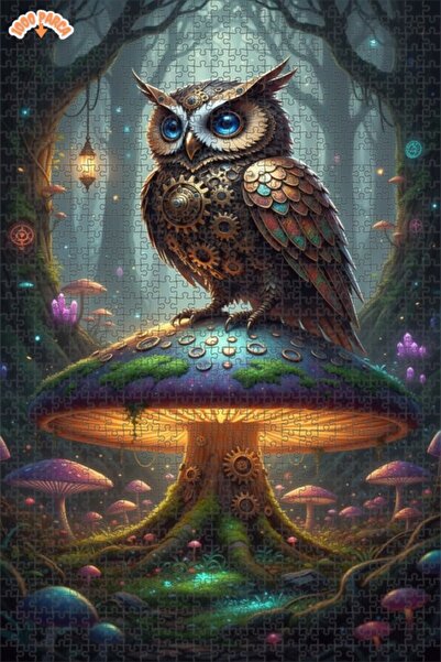 Esranın Dünyası Mechanical Owl Enchanted Forest Wooden Puzzle 1000 Pieces 70X50