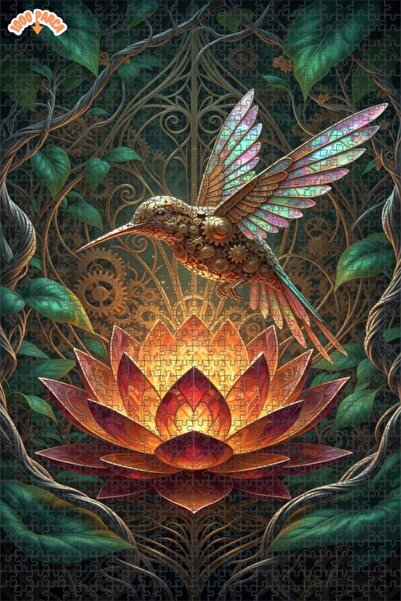 Esranın Dünyası Mechanical Hummingbird and Luminous Lotus Flower Oiled Double...