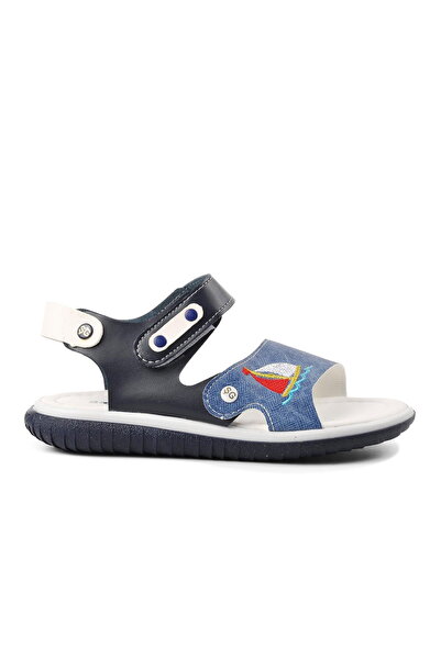 Aspor Navy Blue White Denim Boy's Flat Sandals