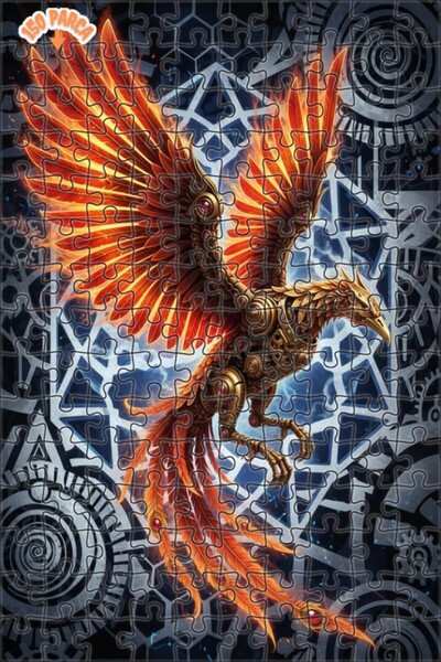 Esranın Dünyası Mechanical Phoenix Oil Painting Lookalike Double-Layer Framed...