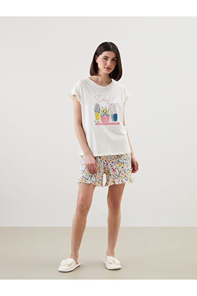 LC Waikiki Crew Neck Printed Women's Pajamas Set