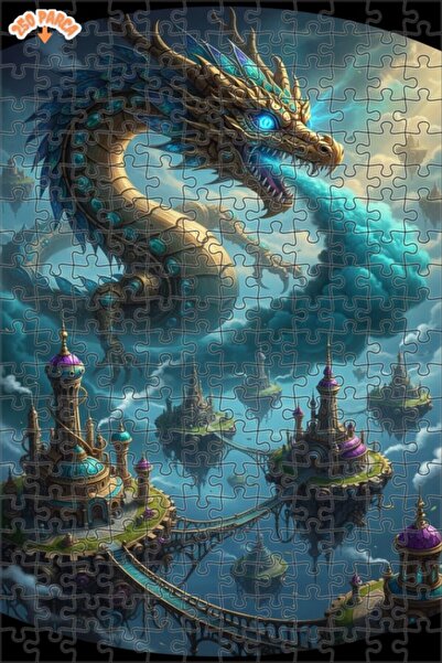 Esranın Dünyası لغز خشبي مكون من مزدوج الطبقات إطارًا بمظهر قلعة التنين الخيا...