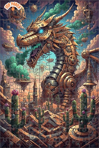 Esranın Dünyası لغز خشبي ذو إطار مزدوج الطبقات من ستيمبانك دراجون 150 قطعة 20x30