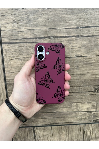 YZGOLDEN iPhone 17 Compatible Velvet Inside Small Butterfly Printed Phone Case