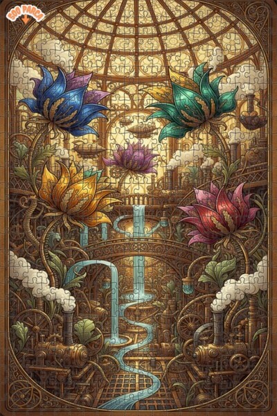 Esranın Dünyası لغز خشبي من نوع ستيمبانك فلاورز آند ستياربلي شيبس مكون من مزد...