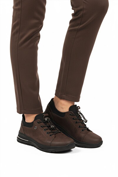 Aspor Brown Nubuck Rubber Laced Women's Casual Shoes