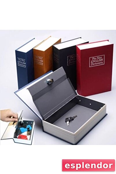 esplendor خزنة مخفية على شكل كتاب مع قفل، مقاس كبير