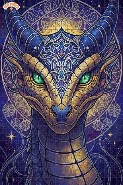 Esranın Dünyası لغز خشبي على شكل تنين من الكون الغامض، مزين برسومات زيتية، مز...