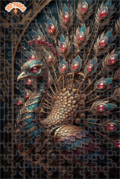 Esranın Dünyası Magnificent Mechanical Peacock Oil Painting Look Double-Decke...
