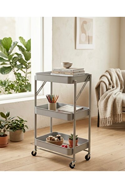 HomeNew Metal storage and organization cart with 3 levels - modern and practi...