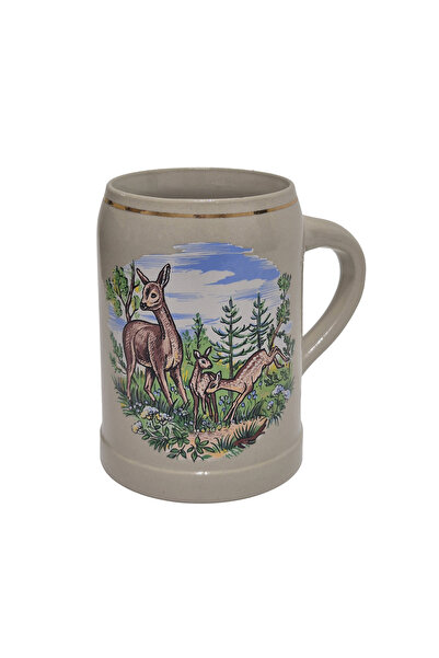 Hasyılmaz Vintage Tankart German Beer Glass with Gazelle Figure 13.5cm